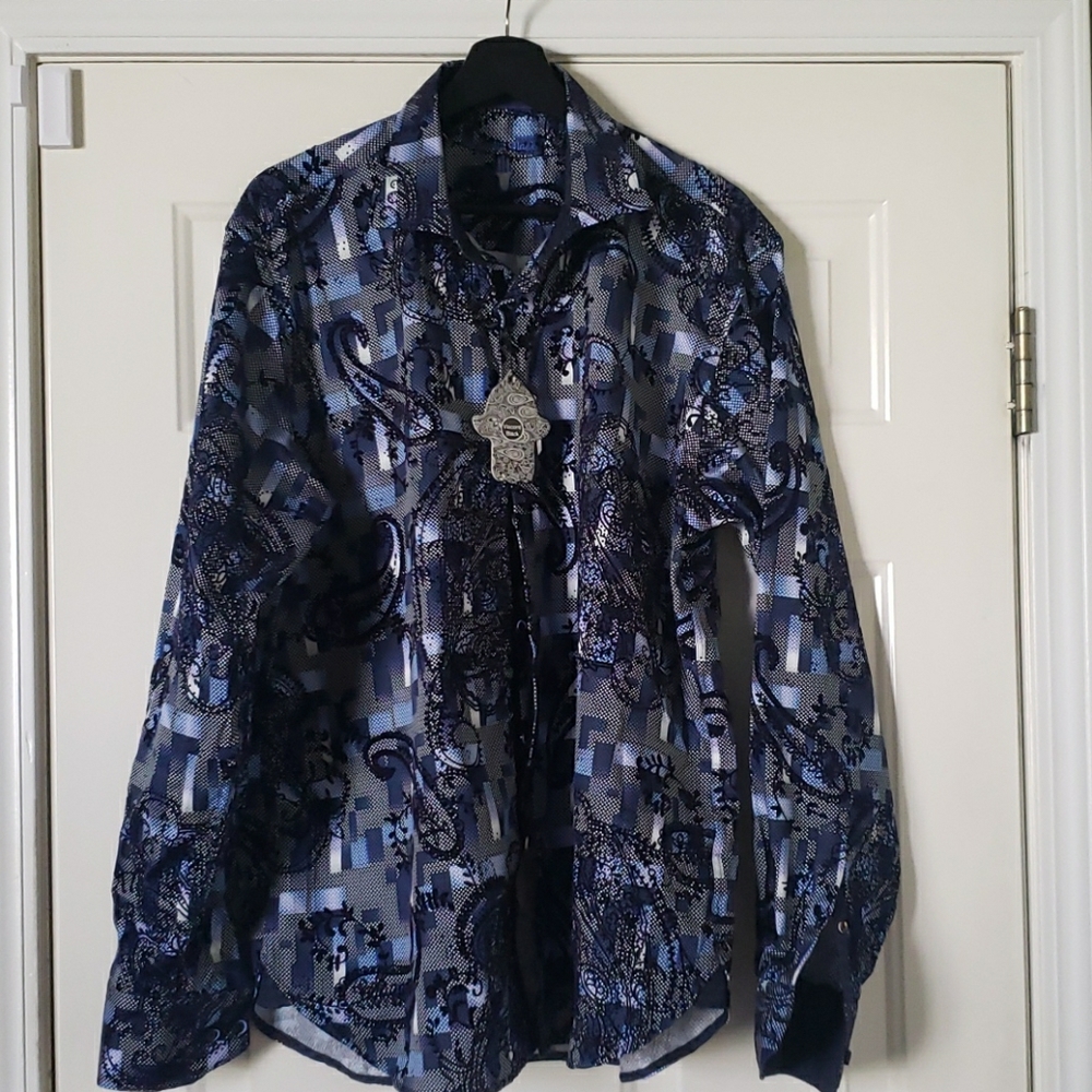 Paisley blue velvet shirt